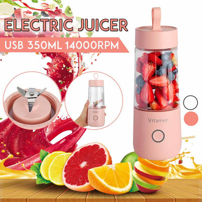 350ml Portable Blender Juicer – USB Rechargeable Personal Smoothie & Juice Mixer Bottle