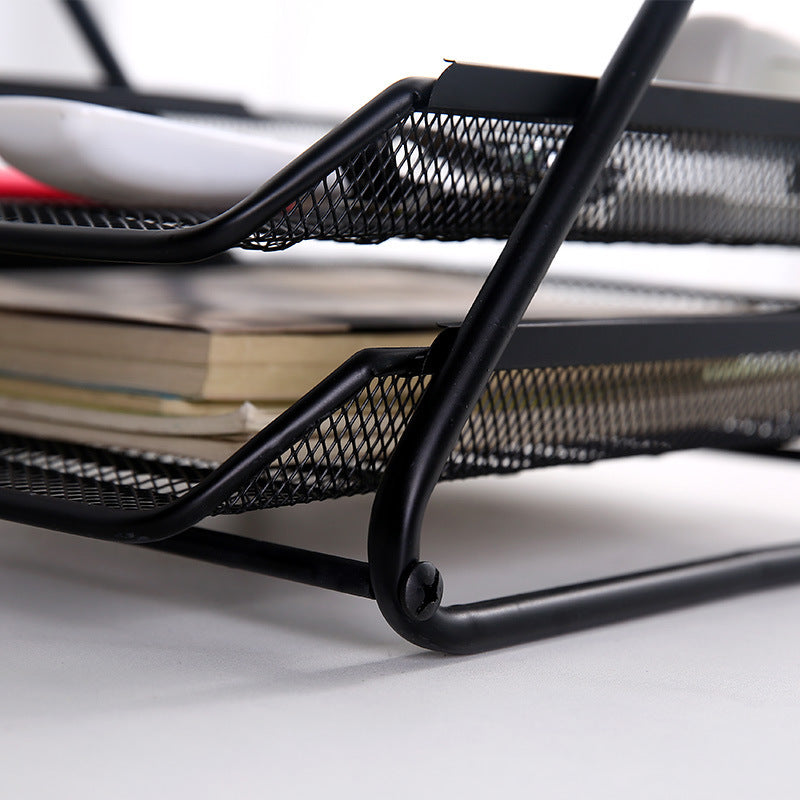Iron Three Layer File Tray Office Supplies Multi-functional File Holder