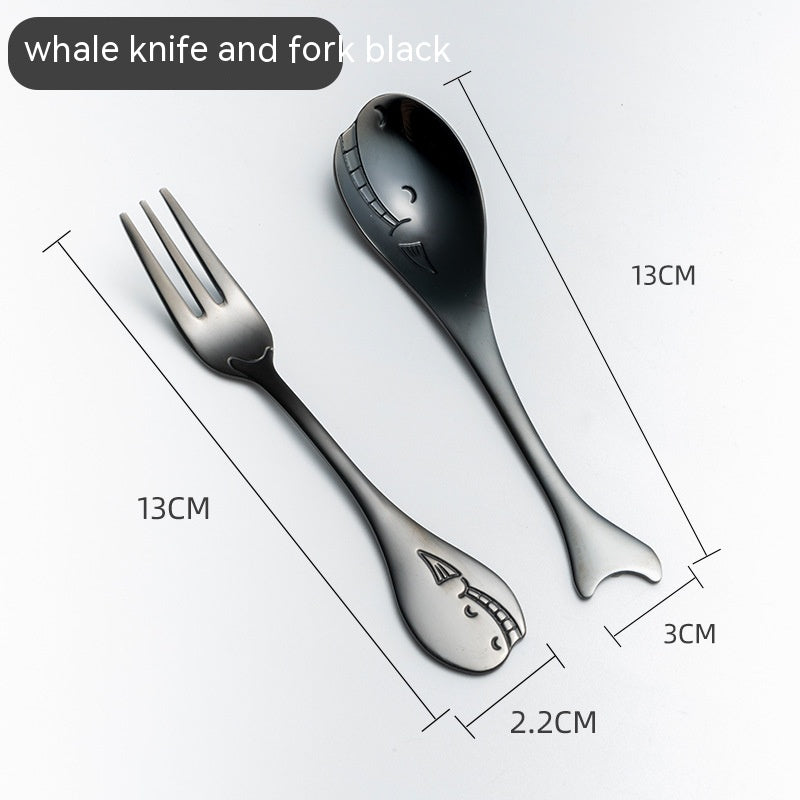 Creative Cute Dolphin 304 Stainless Steel Coffee Knife And Fork Suit