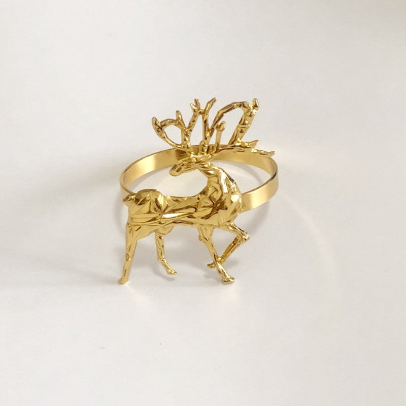 Christmas Napkin Ring Golden Diamond Deer Napkin Ring