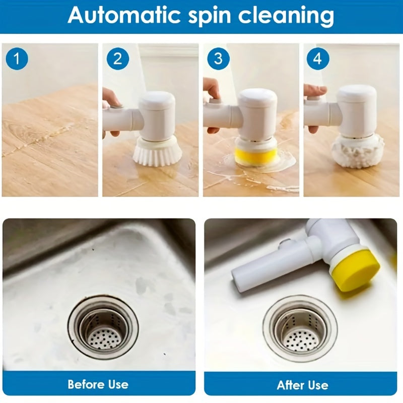 Electric Spin Cleaning Brush – USB Rechargeable Handheld Rotary Power Cleaning Brush for Kitchen & Bathroom