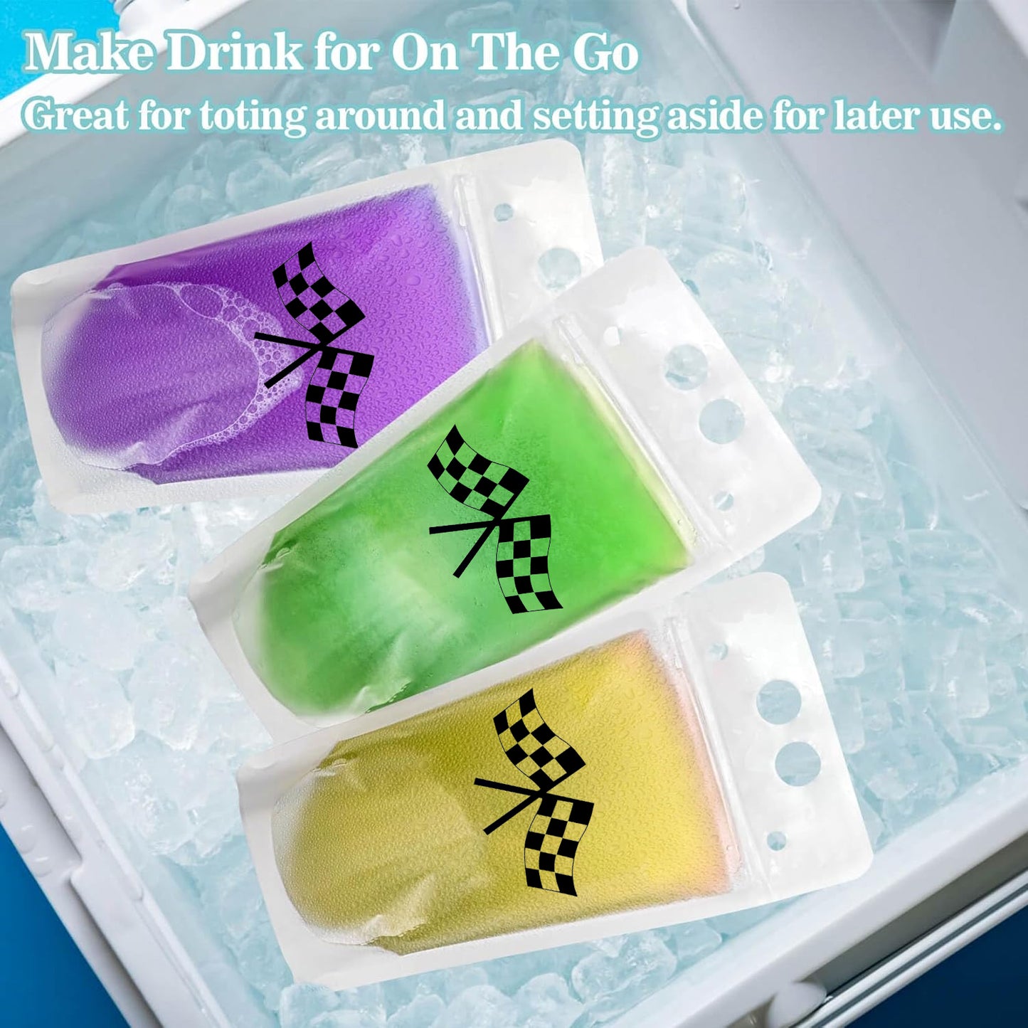 40Pcs Clear Drink Pouches With  Straw