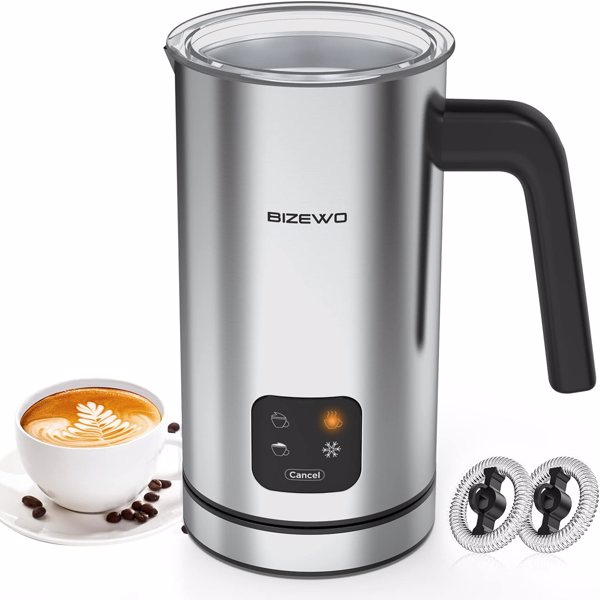 4-in-1 Electric Milk Frother & Milk Warmer – Automatic Stainless Steel Coffee Foam Maker for Cappuccino, Latte & Hot Chocolate