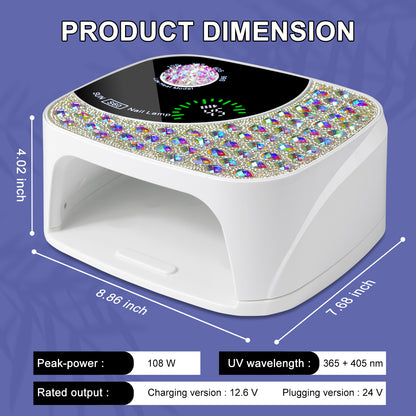 Professional UV LED Nail Lamp For Gel Nails, Cordless Nail Lamp Rechargeable Nail Dryer For Gel Polish, UV Curing Light With 4 Timer & Automatic Sensor, UV Light Lamp For Nail Art Salon At Home
