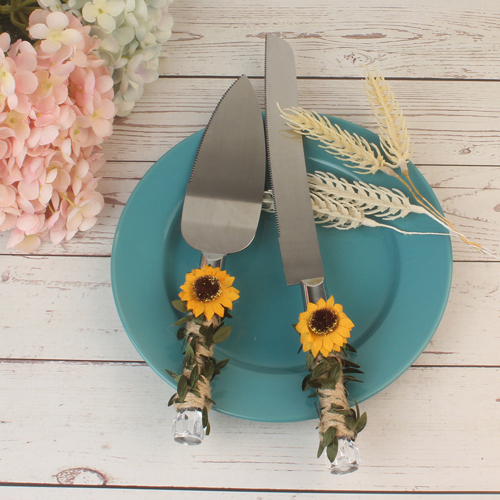 Exquisite Sun Flower Cake Knife Spatula Stainless Steel