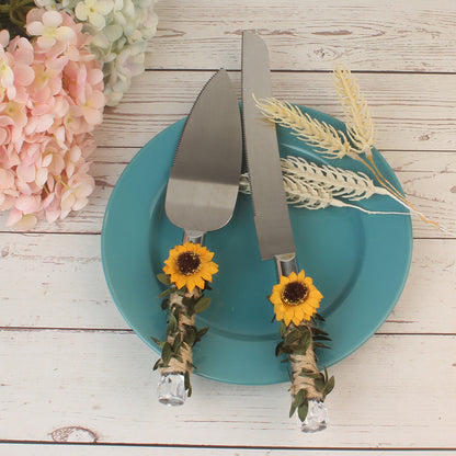 Exquisite Sun Flower Cake Knife Spatula Stainless Steel