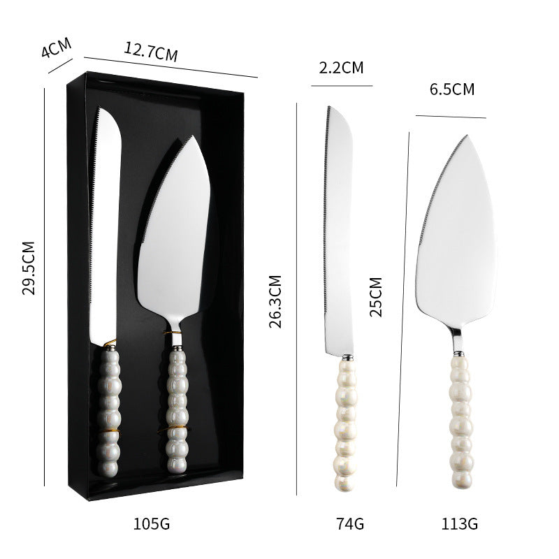Pearl Ceramic Handle 430 Stainless Steel Cake Knife Spatula