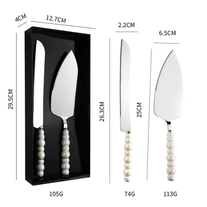 Pearl Ceramic Handle 430 Stainless Steel Cake Knife Spatula