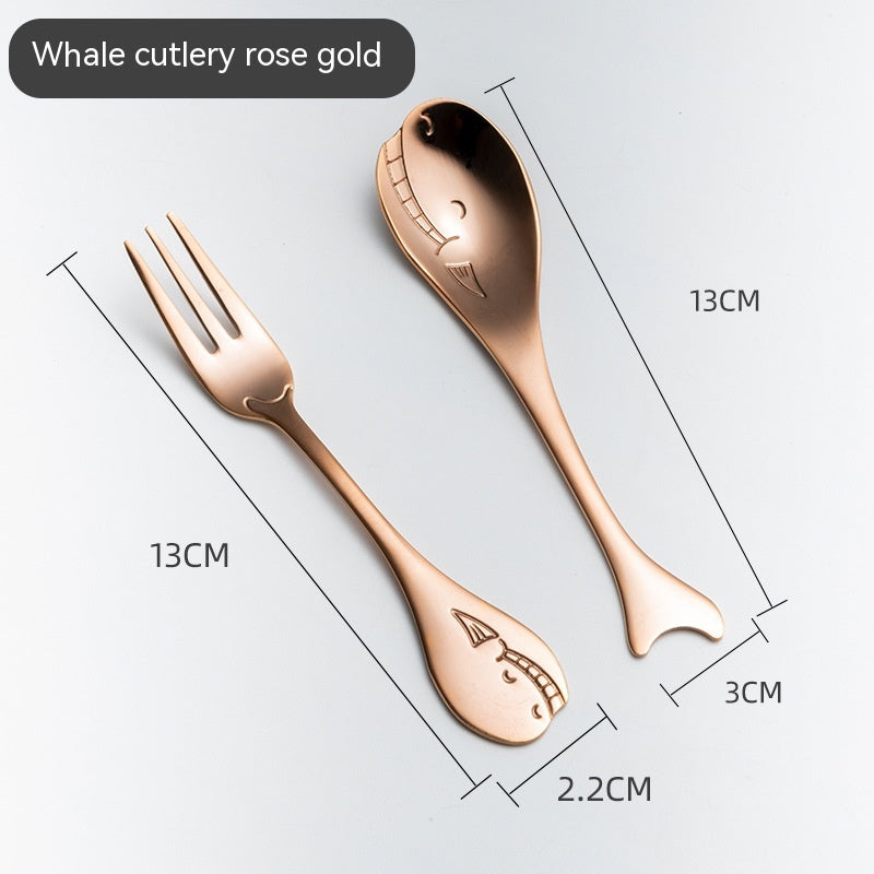 Creative Cute Dolphin 304 Stainless Steel Coffee Knife And Fork Suit