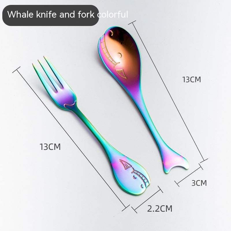 Creative Cute Dolphin 304 Stainless Steel Coffee Knife And Fork Suit