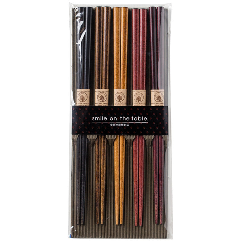 Sunlife Color Wooden Chopsticks Five Pairs Solid Wood Chopsticks Wooden Chopsticks Japanese Style Home Non-slip Wooden Chopsticks Five-piece Set