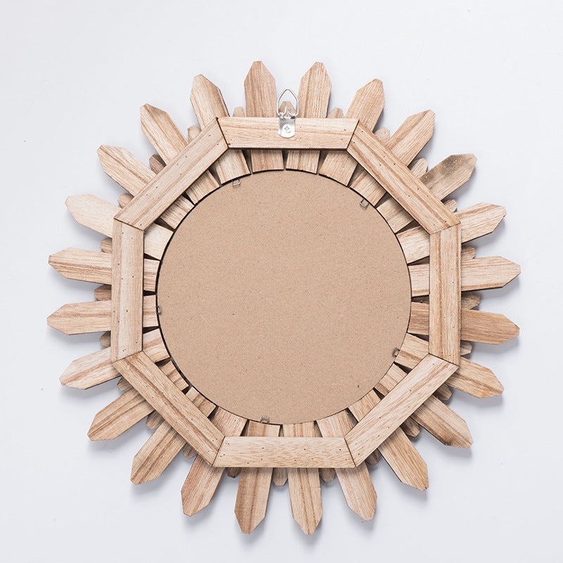 European-Style Solid Wood Handmade Hanging Mirror for Homestay & Hotel