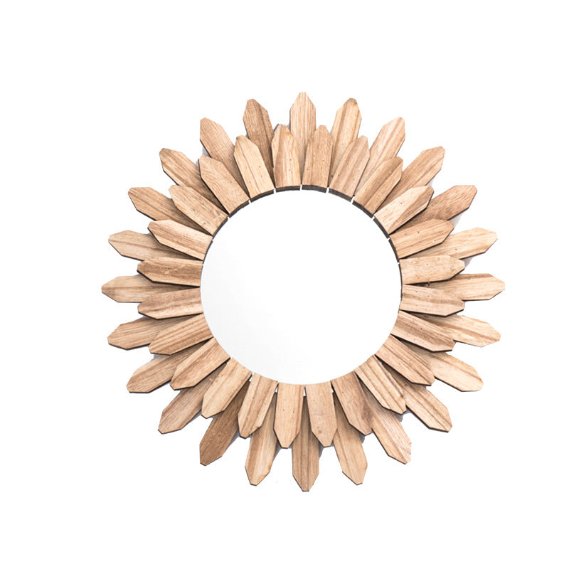 European-Style Solid Wood Handmade Hanging Mirror for Homestay & Hotel