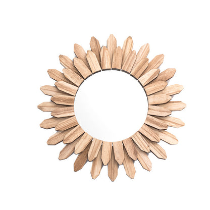 European-Style Solid Wood Handmade Hanging Mirror for Homestay & Hotel