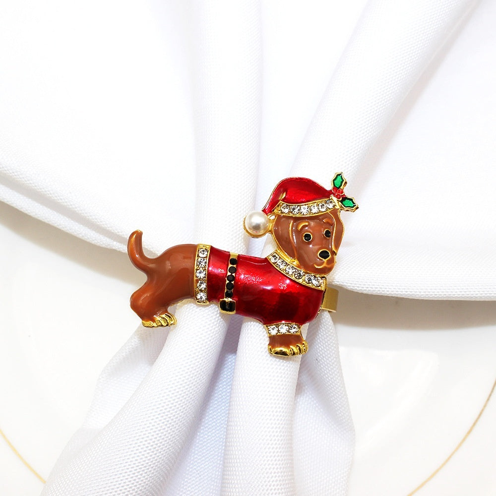 Hotel Christmas Napkin Ring Puppy Napkin Ring Inlaid
