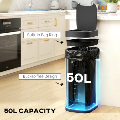 50L Sensor Bin, Automatic Kitchen Bin, Manual Override, Battery Operated, Inner-Bucket-Free, For Kitchen, Bedroom