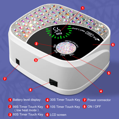 Professional UV LED Nail Lamp For Gel Nails, Cordless Nail Lamp Rechargeable Nail Dryer For Gel Polish, UV Curing Light With 4 Timer & Automatic Sensor, UV Light Lamp For Nail Art Salon At Home