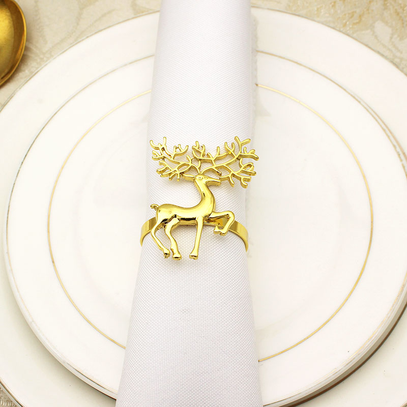 Golden Christmas Fawn Buckle Napkin Ring