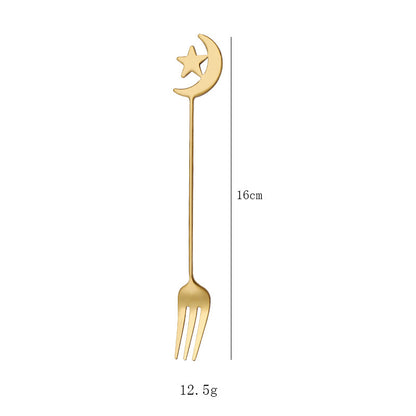 Star Moon Spoon Fork 304 Stainless Steel Good-looking Cute Spoon Coffee Spoon