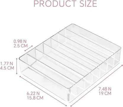 Makeup Organizer For Eyeshadow Palette And Lipstick Organizer, 7 Section Divided Makeup Palette Organizer For Vanity Drawer Countertop Modern Cosmetics Storage