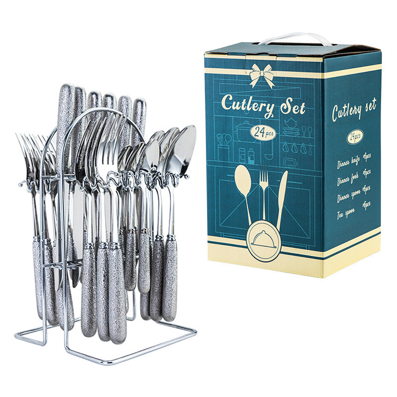 Household Hammer Pattern Porcelain Handle Knife Match Sets Suit