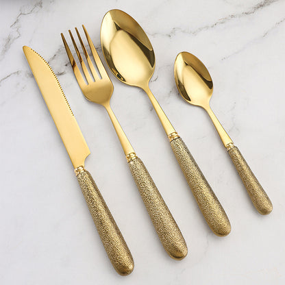 Household Hammer Pattern Porcelain Handle Knife Match Sets Suit