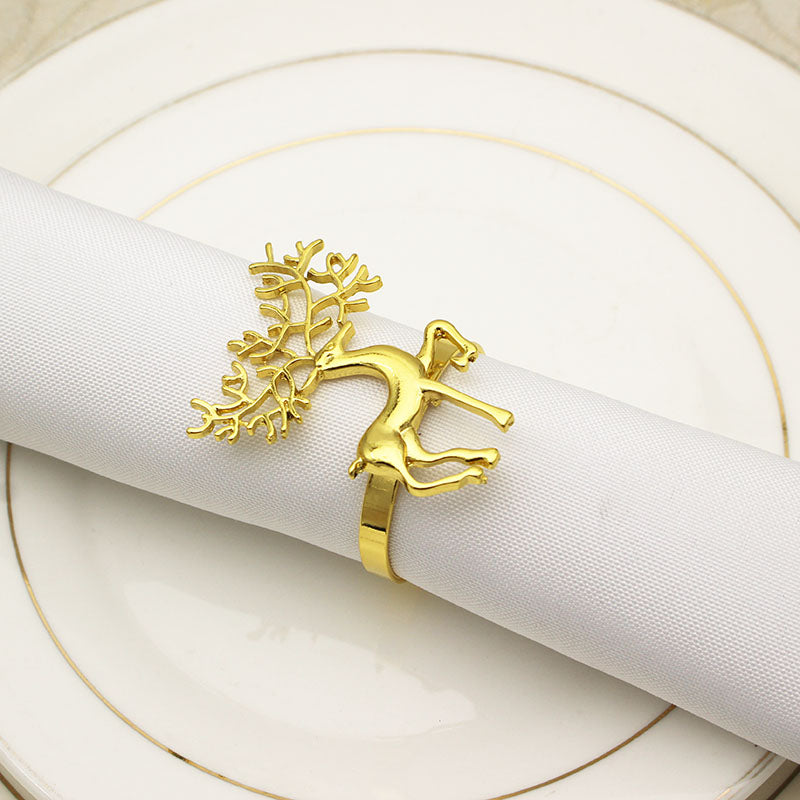 Golden Christmas Fawn Buckle Napkin Ring