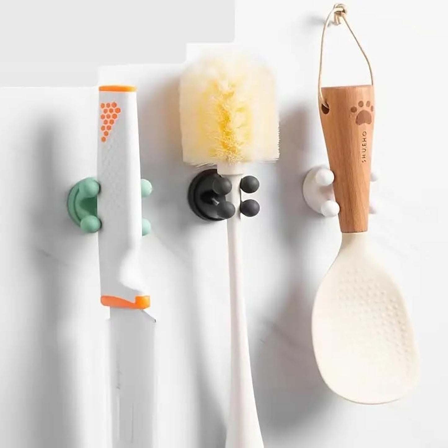 Multi-Function Self-Adhesive Toothbrush Holder Wall Hook for Bathroom, Kitchen, Living Room & Office