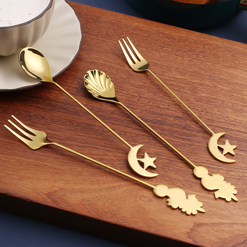 Star Moon Spoon Fork 304 Stainless Steel Good-looking Cute Spoon Coffee Spoon