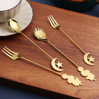 Star Moon Spoon Fork 304 Stainless Steel Good-looking Cute Spoon Coffee Spoon