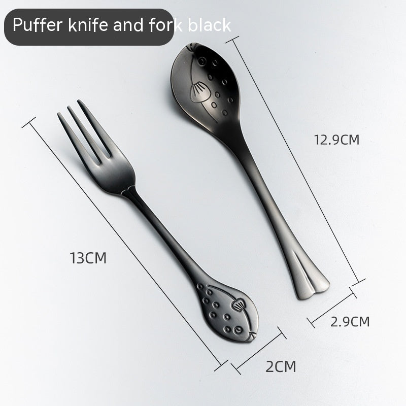 Creative Cute Dolphin 304 Stainless Steel Coffee Knife And Fork Suit