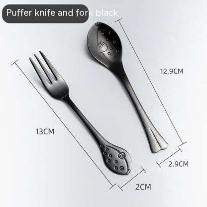 Creative Cute Dolphin 304 Stainless Steel Coffee Knife And Fork Suit