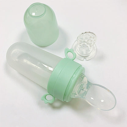 Baby Rice Cereal Bottle Silicone Squeeze Feeding Rice Cereal Spoon With Net Pocket Rice Cereal Bottle Happy Bite