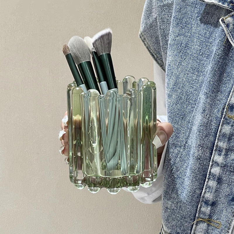 Niche Style Makeup Brush Holder Eyebrow Brush Holder Wavy Edge Striped Design