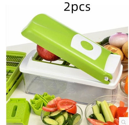 2-Piece Multifunctional Vegetable Chopper, Slicer & Dicer