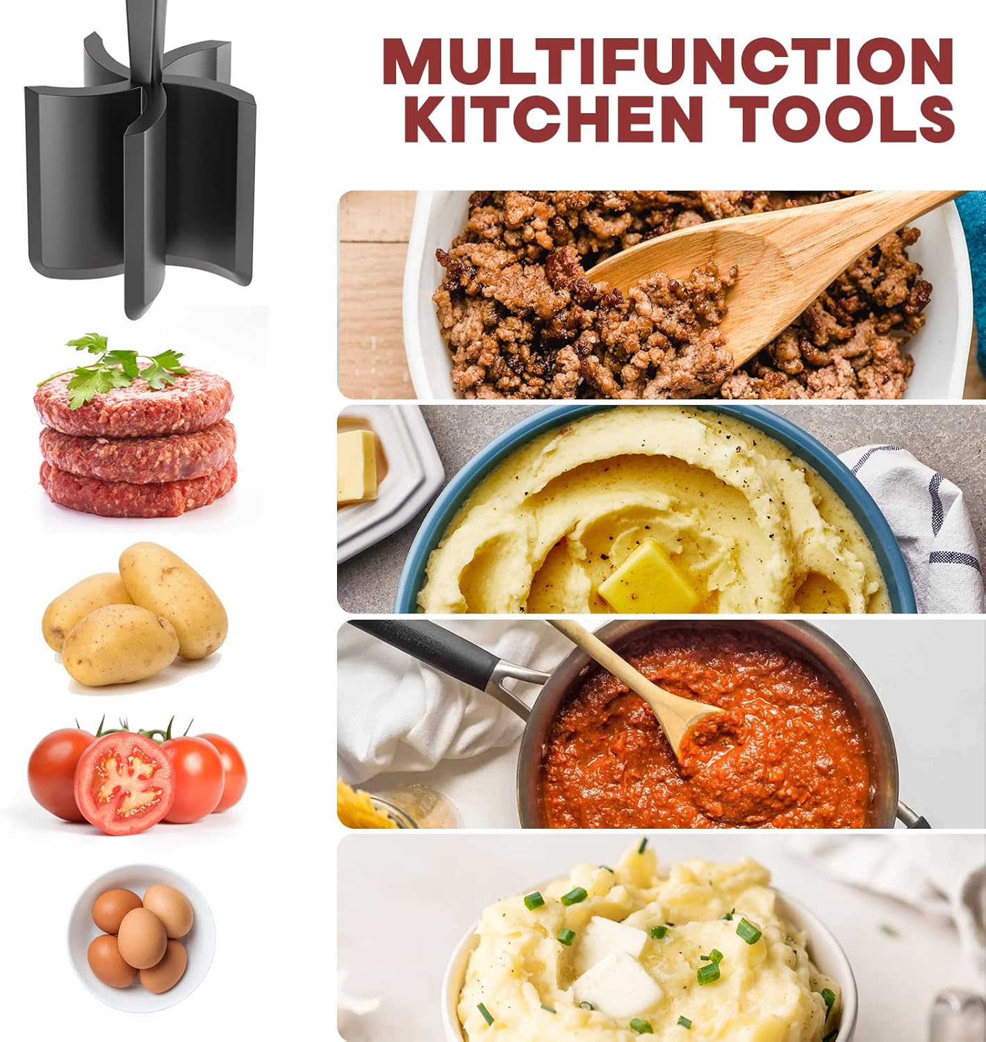Heat-Resistant Nylon Meat Chopper & Masher – Non-Stick Cookware Tool